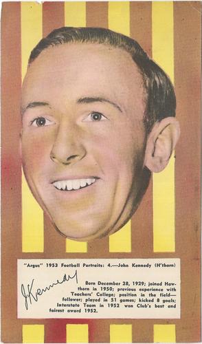 1953 Argus Football Portraits #4 John Kennedy Front